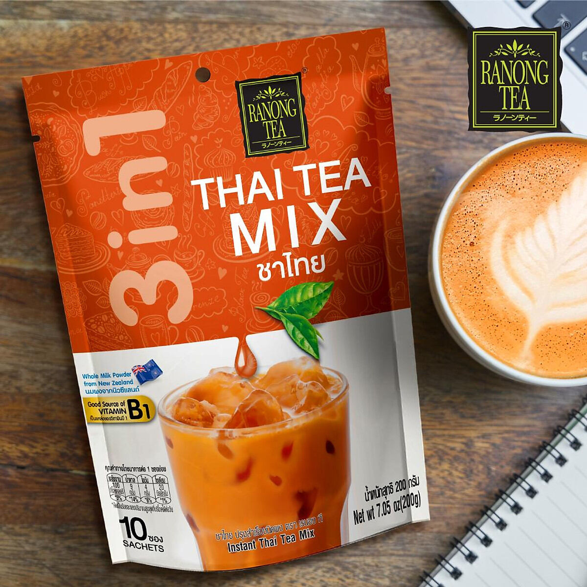 Trà sữa Thái đỏ / Thái xanh hòa tan Ranong Tea gói 200g