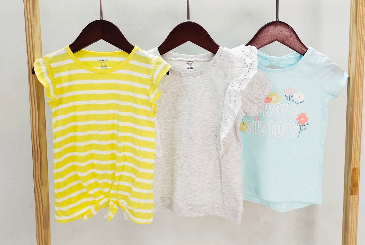 Áo thun cotton xuất dư Carter’s bé gái 2-14T (9-44kg)