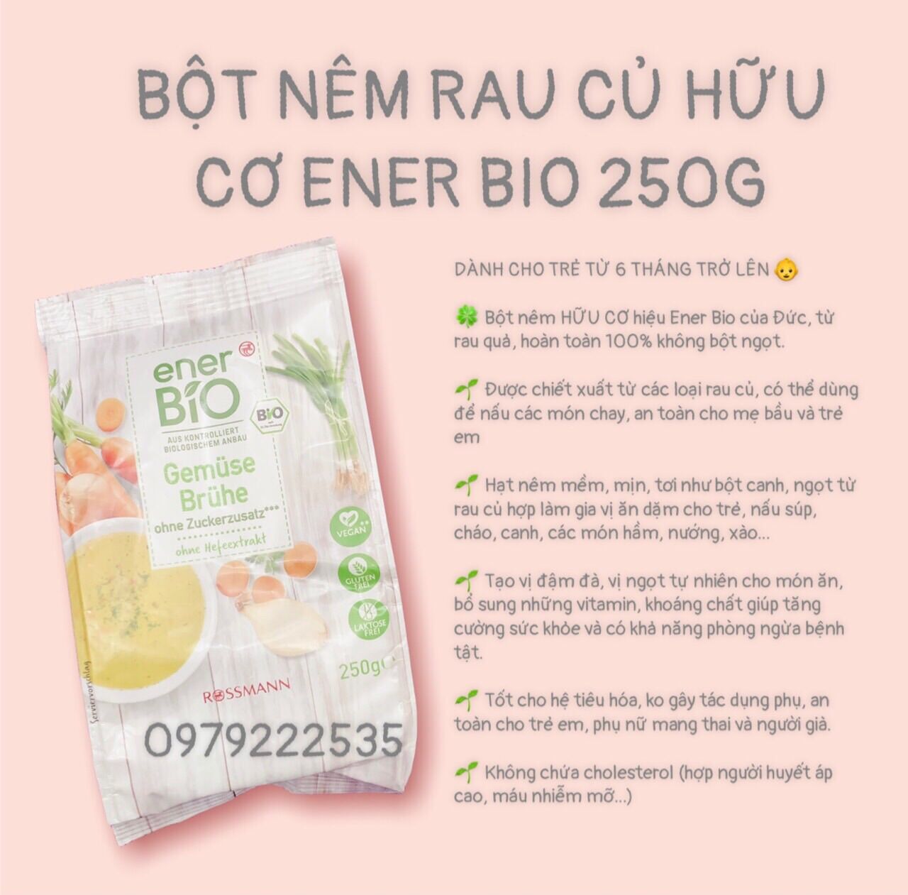 Bột nêm rau củ hữu cơ ener bio đức 250g