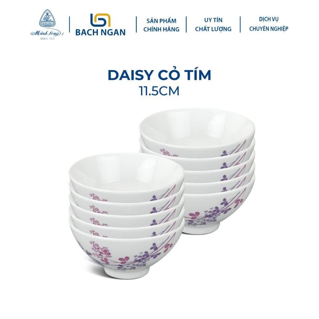 Bộ 10 chén cơm cỏ tím - gốm sứ minh long