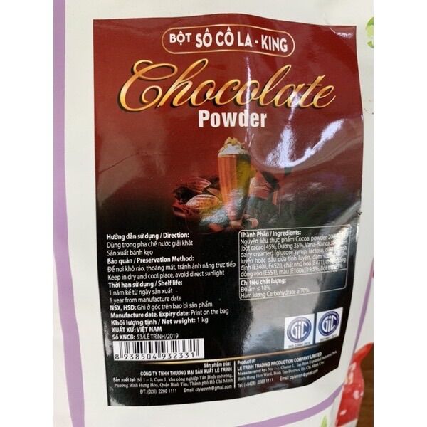 Bột Trà Sữa Hương Socola King 1Kg
