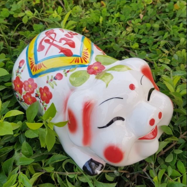 Lợn mắt híp chất liệu Gốm sứ cao cấp size 26x16x16cm