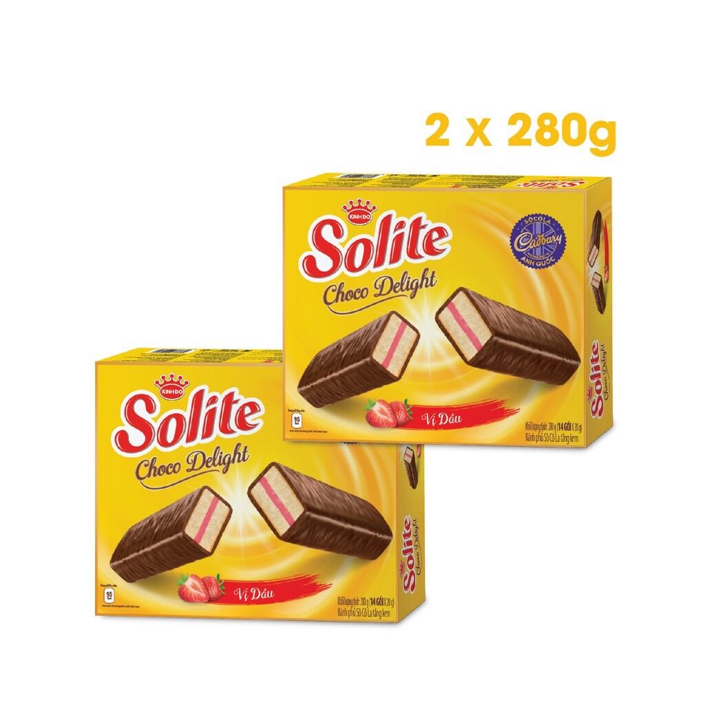 Combo 2 Hộp Solite Tầng Phủ Socola Vị Dâu 280G