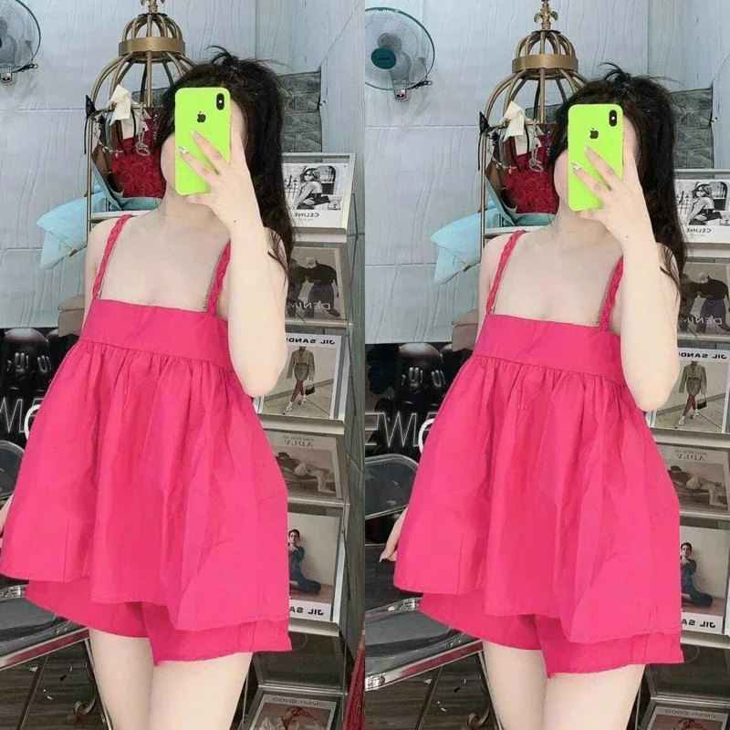Đồ Bộ Ngủ Nữ 2 Dây Mặc Nhà Chất Lụa Mềm Mát - M08