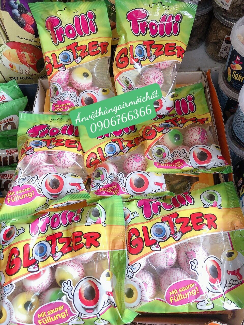 [HÀNG ĐẸP 05/2026]Kẹo Dẻo Con Mắt Trolli Glotzer Đức Viên 4 Con - 8 Con