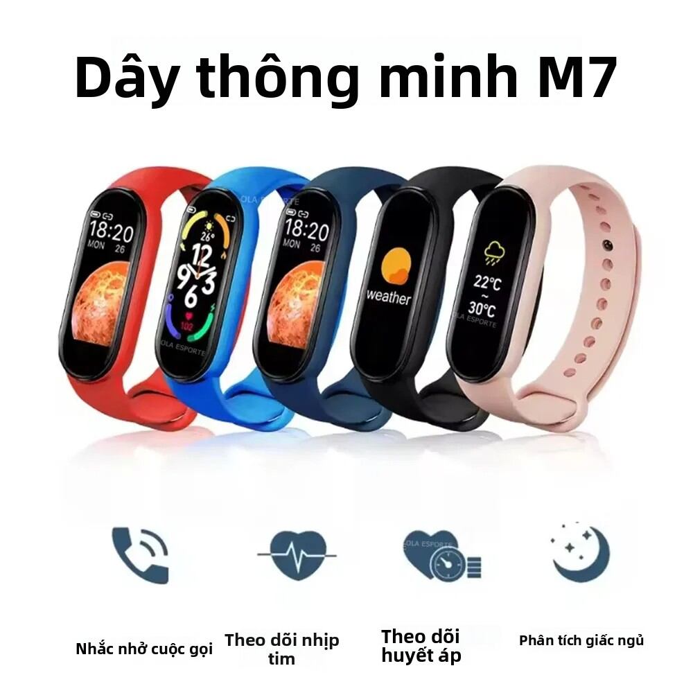 Đồng Hồ Thông Minh M7 Dành Cho Nam Và Nữ Với Chức Năng Theo Dõi Nhịp Tim Và Huyết Áp, Thiết Bị Theo Dõi Thể Dục, Dây Đeo Thể Thao Chống Nước, Có Chức Năng Nhắc Nhở Tin Nhắn