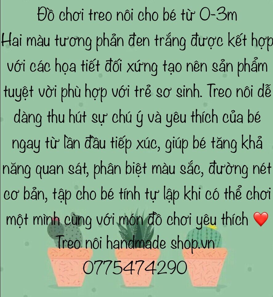 [HCM]Combo Treo nôi trắng đen đầy đủ cho bé 