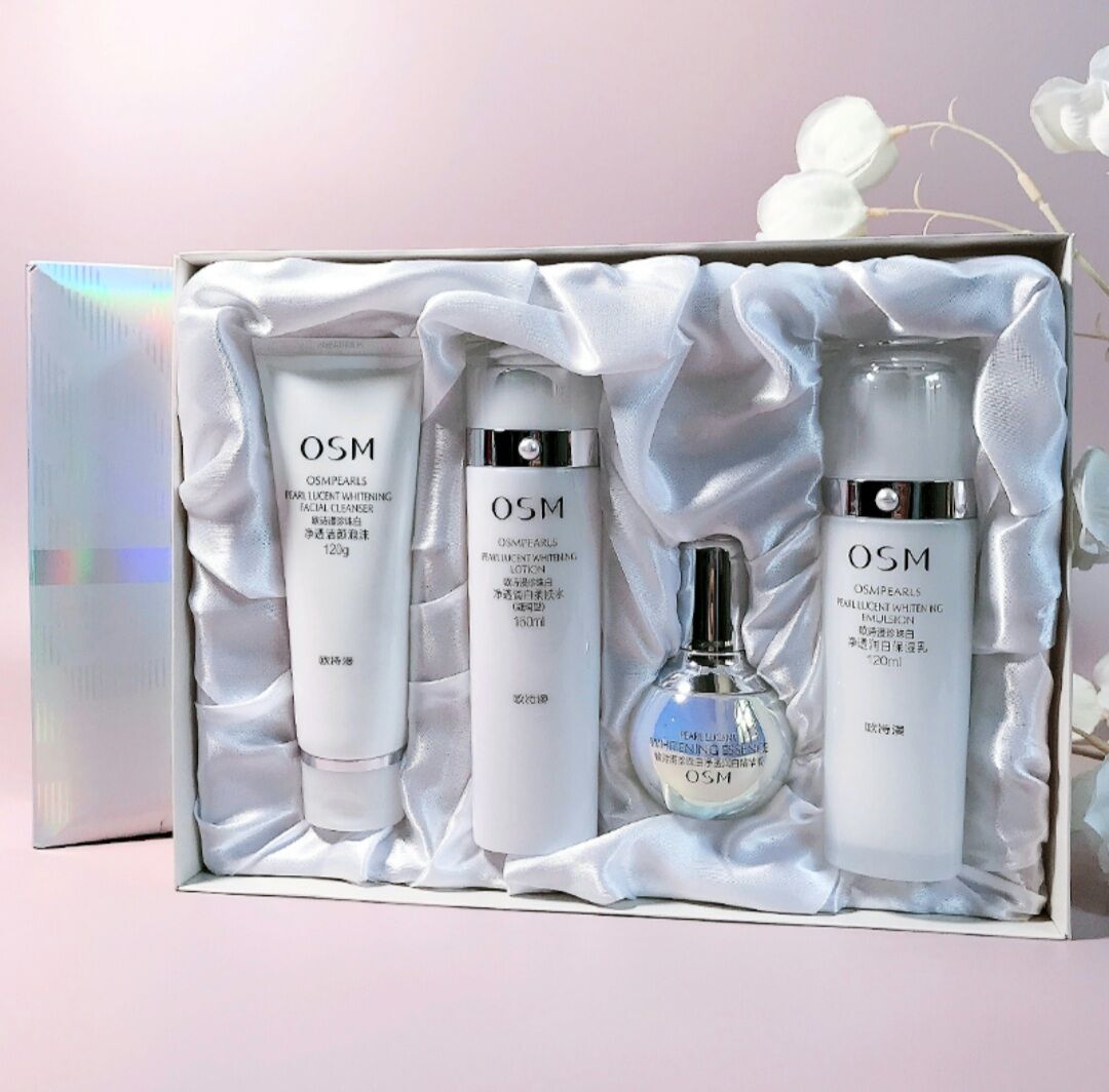 Bộ dưỡng da tinh chất ngọc trai & Niacinamide OSM giúp da trắng sáng, căng bóng.