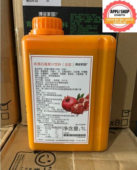 Siro vị lựu boduo chai 1 lít kèm công thức của appli shop