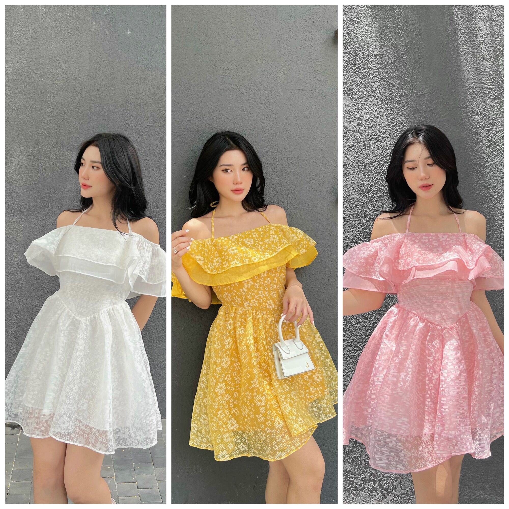 Đầm ren hoa bèo ngực