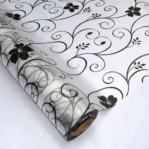 2 mét decal dán kính (giấy dán kính) khổ rộng 90cm mẫu HOA LAN đen xoắn