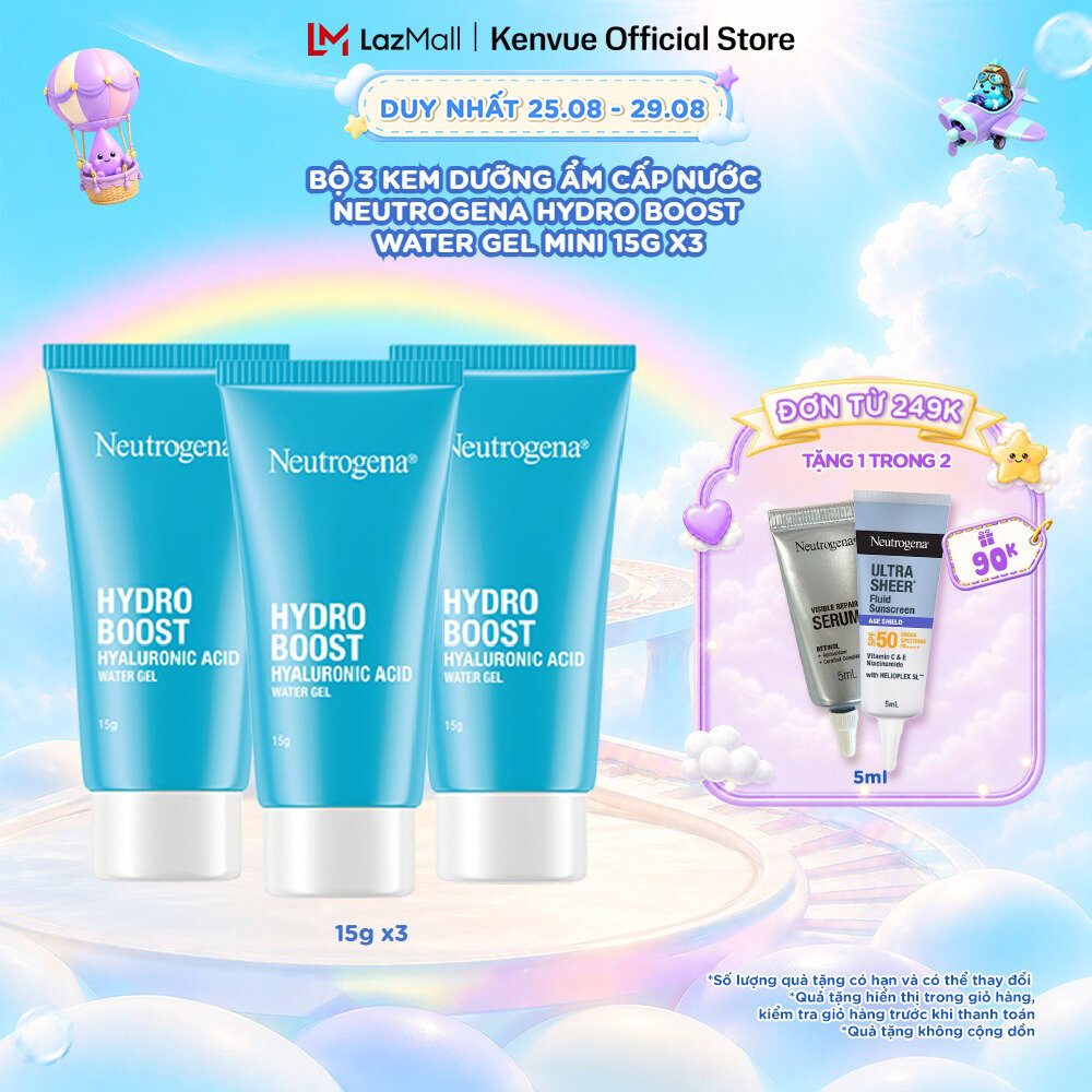 Combo 3 Kem dưỡng ẩm cấp nước Neutrogena® Hydro Boost Hyaluronic Acid Water Gel Mini 15gx3