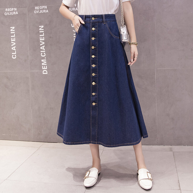 Chân Váy Chữ A Bò Mẫu Mới Xuân Thu 2021 Váy Phong Cách Hàn Quốc Cạp Cao Cỡ Lớn Mẫu Dài Vừa Cho Nữ Váy Dài Vạt To Sành Điệu thumbnail