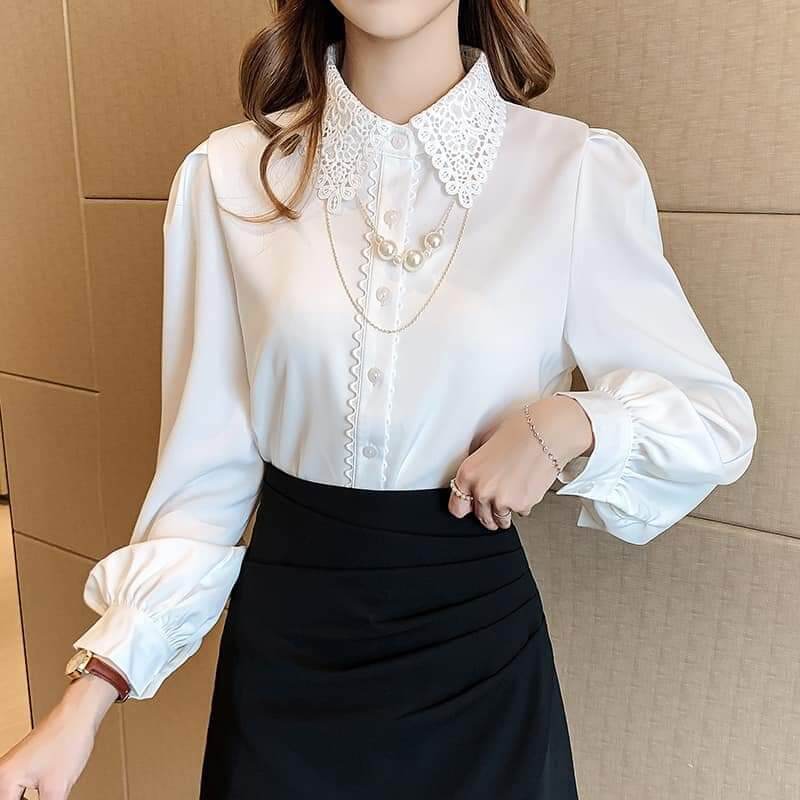 Áo somi lụa cổ ren Beauty Angel A003 .Đẳng cấp tiểu thư sang trọng