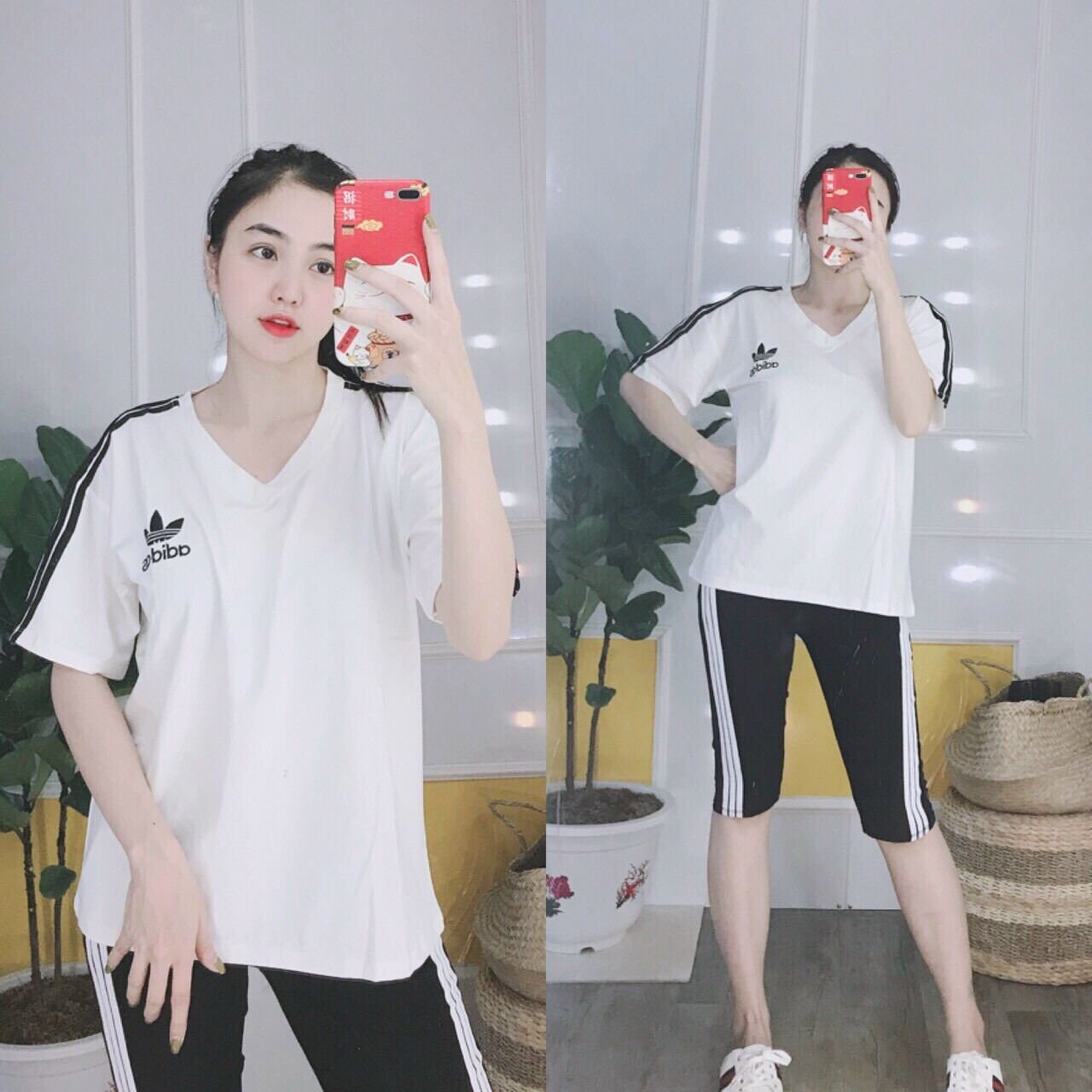 Set bộ, bộ đồ thun lửng phong cách thể thao chất vải cotton