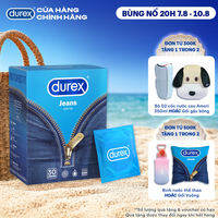 [ĐỘC QUYỀN] Bao cao su Durex Jeans cơ bản, bôi trơn, size 52.5mm, hộp 30 bao