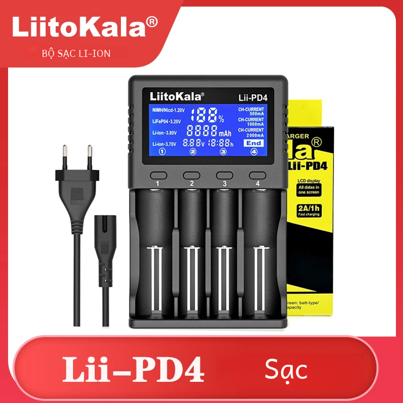 Liitokala Lii-500s Pd4 S6 500 Pin Sạc Cho 18650 26650 21700 Aa Aaa Pin Sạc Nhanh Với Đầu Ra USB Sạc 