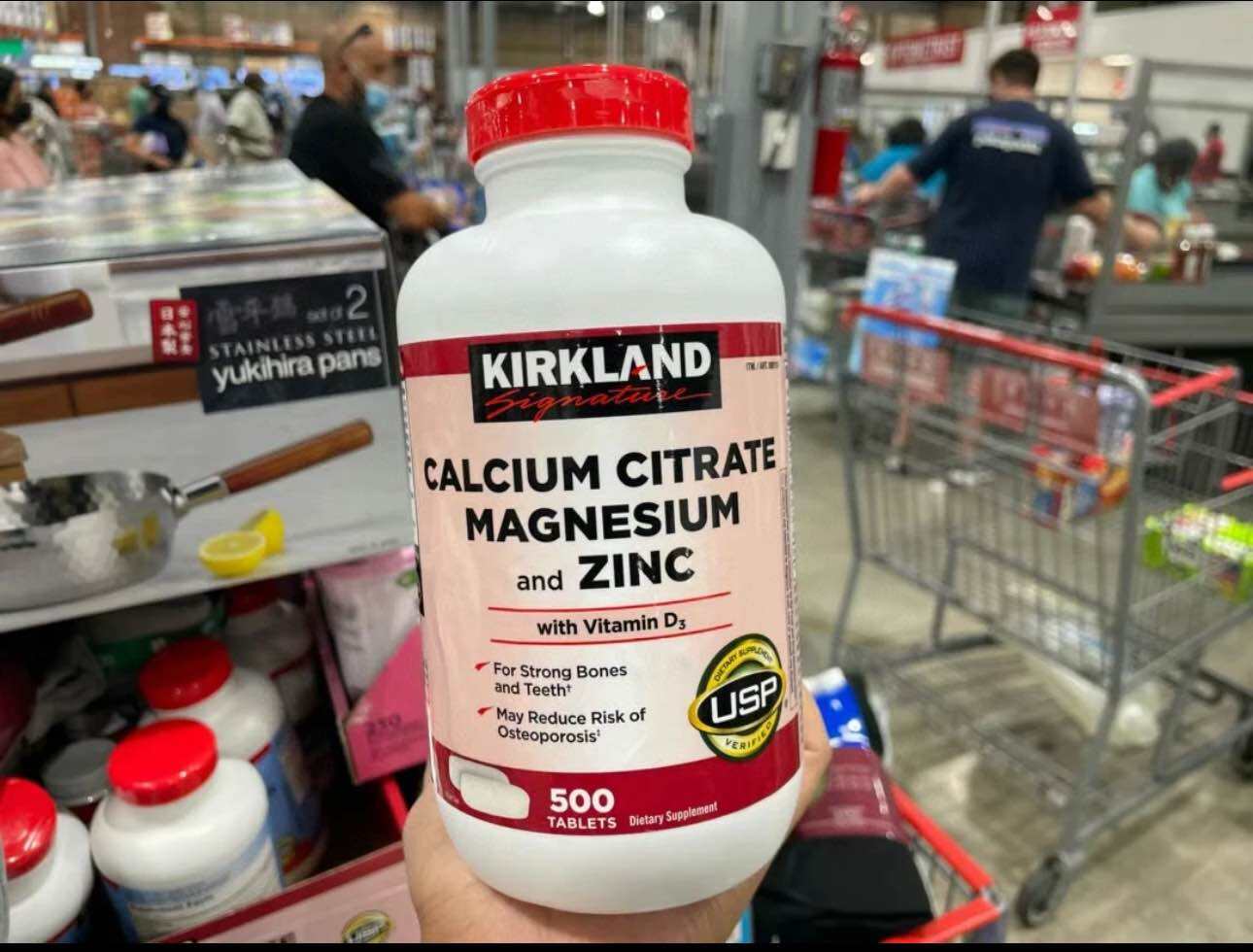 Date 2027 Viên uống Kirkland Calcium Citrate Magnesium and Zinc 500 viên của Mỹ