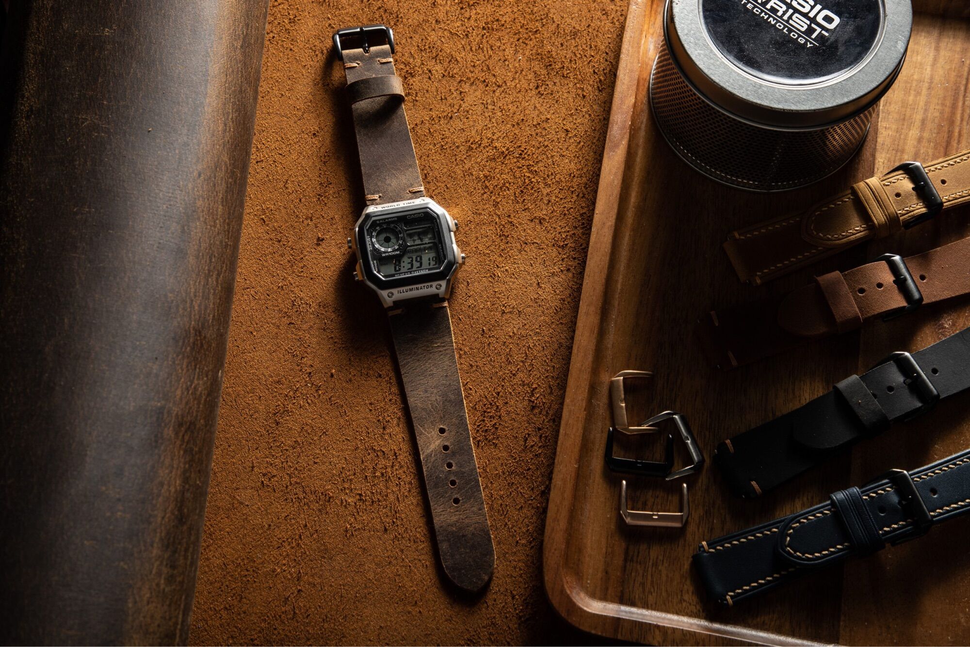 Dây da đồng hồ casio ae1200