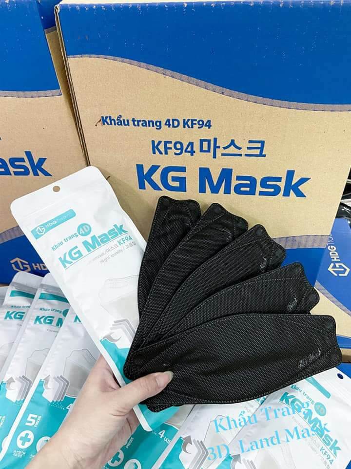 Khẩu Trang 4D KG Mask Loại KF94 4 Lớp Kháng Khuẩn 1 Túi 5 Chiếc ( Màu Đen )