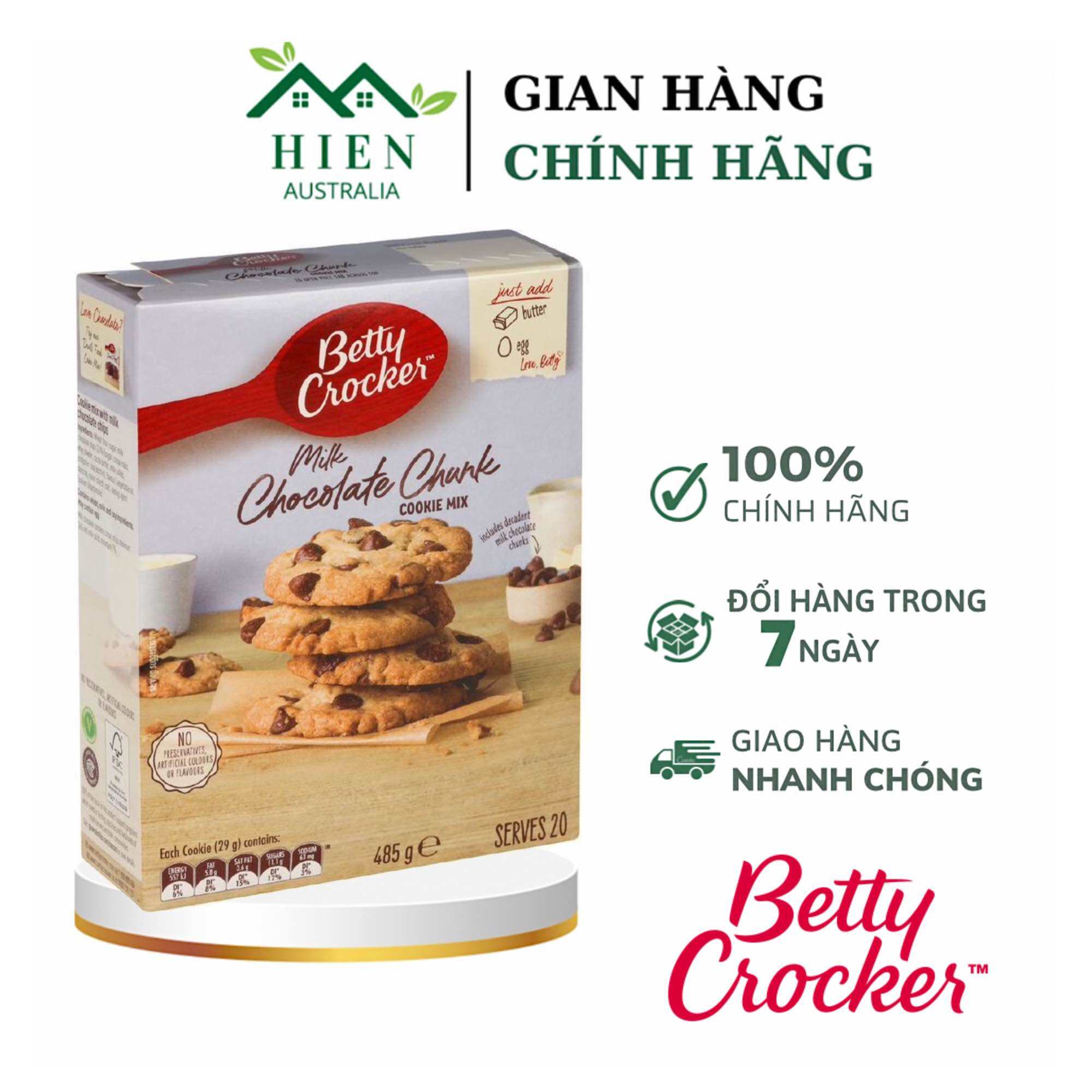 Bột Làm Bánh Quy Pha Sẵn Chocolate Churk Cookie Mix 485g