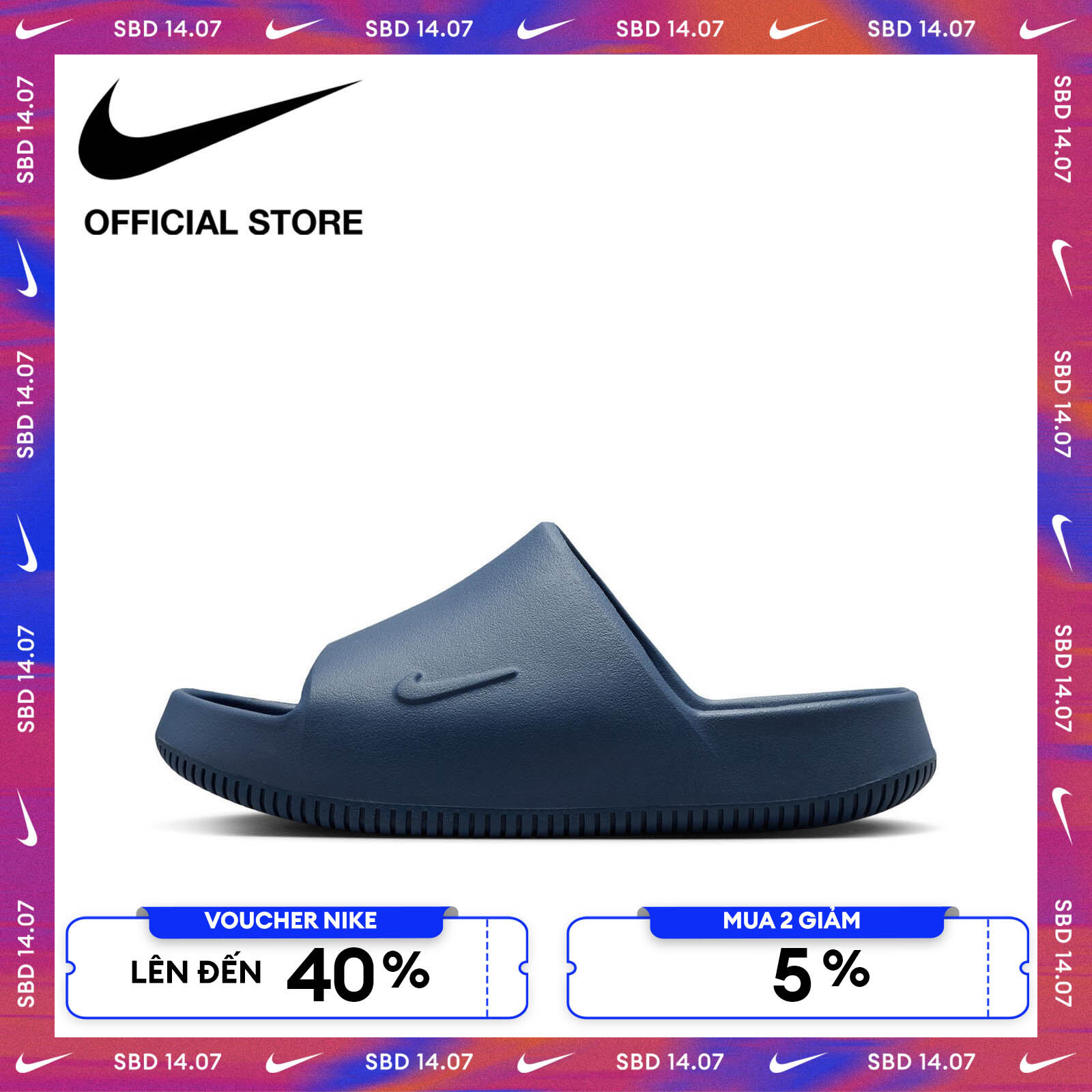 [CHỈ 14.07 | VOUCHER ĐẾN 40% + MUA 2 GIẢM 5%] Dép quai ngang Trẻ em Nike Calm 2.0 Big Kids' Slides - DIFFUSED BLUE