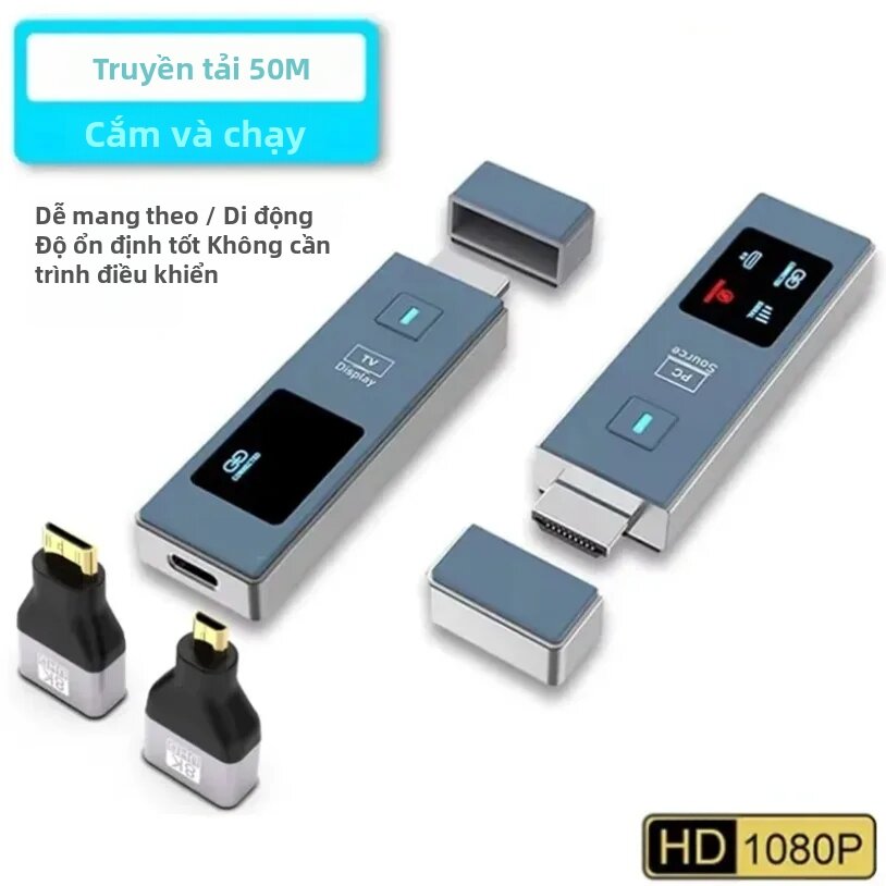 Bộ Thu Phát Video Không Dây Tương Thích HDMI 1080P 50M Bộ Điều Hợp Màn Hình Dongle Cho Điện Thoại Máy Chiếu Màn Hình TV