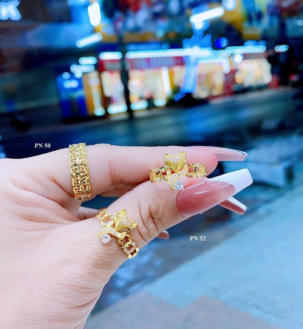 Nhẫn kim tiền đính đá hồ ly