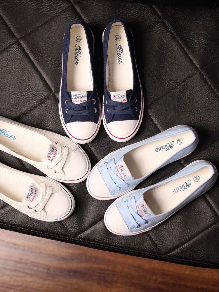 Giày Vải Đế Phẳng Đế Cao Su Đế Thấp Đế Mềm Thường Ngày Cho Nữ Mùa Xuân Hè Phong Cách Hàn Quốc Giày Bệt Đơn Giày Bốt