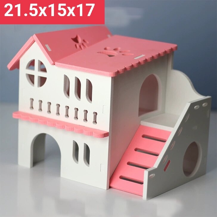 Nhà biệt thự gỗ ép màu cho Hamster