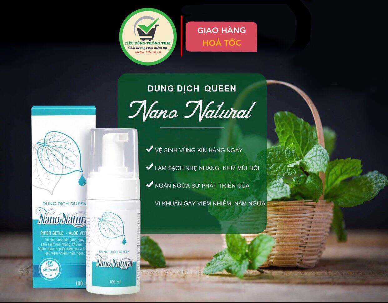 DUNG DỊCH VỆ SINH QUEEN NANO NATURAL TẠO BỌT 100ML