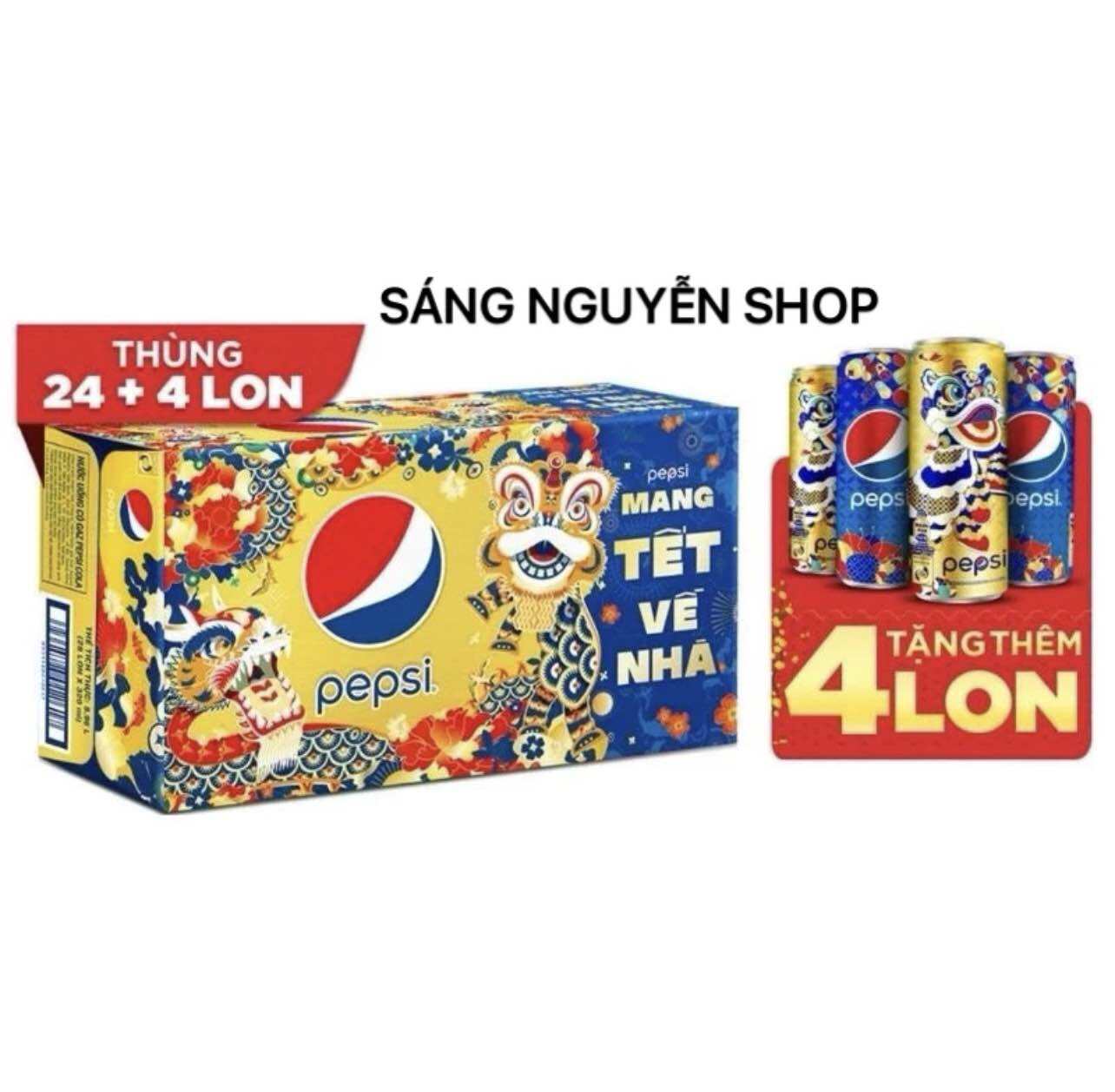Thùng 24 Lon Nước Ngọt Có Gaz Pepsi Lon Xanh 320ml lon