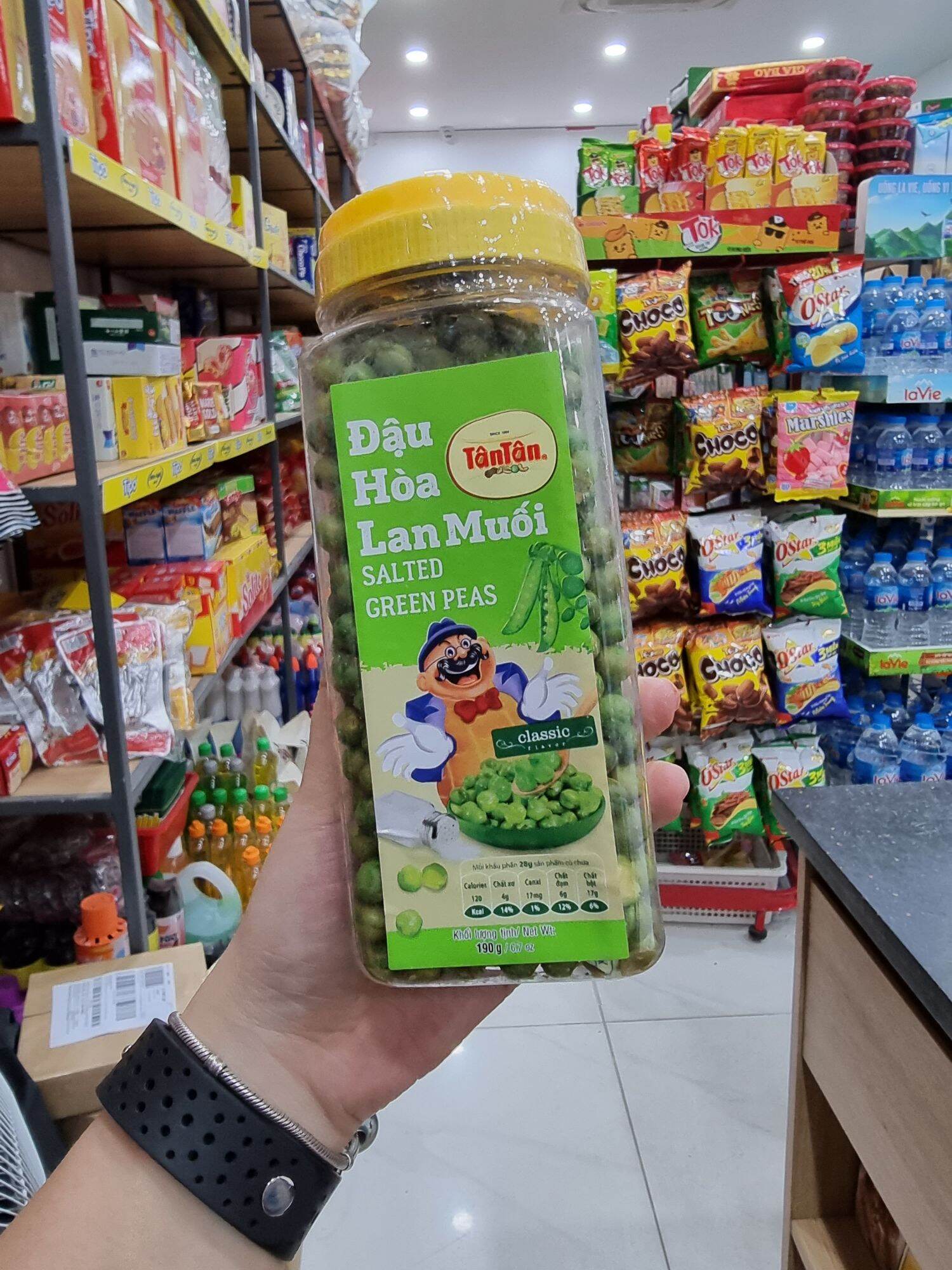 Đậu hà lan muối tân tân lọ 190g