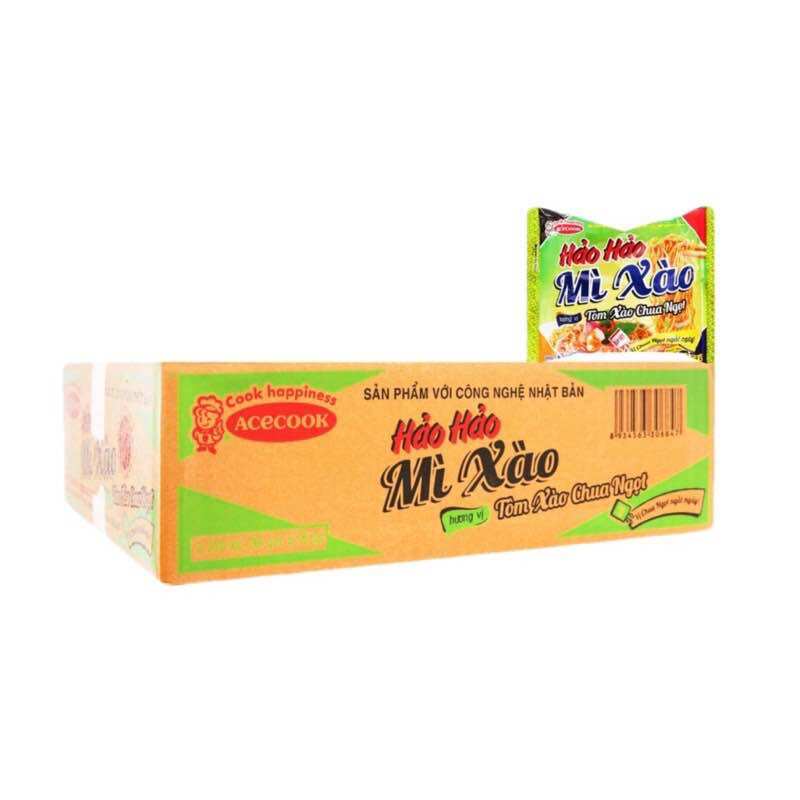 Thùng mì hảo hảo tôm chua cay, hảo hảo xào khô