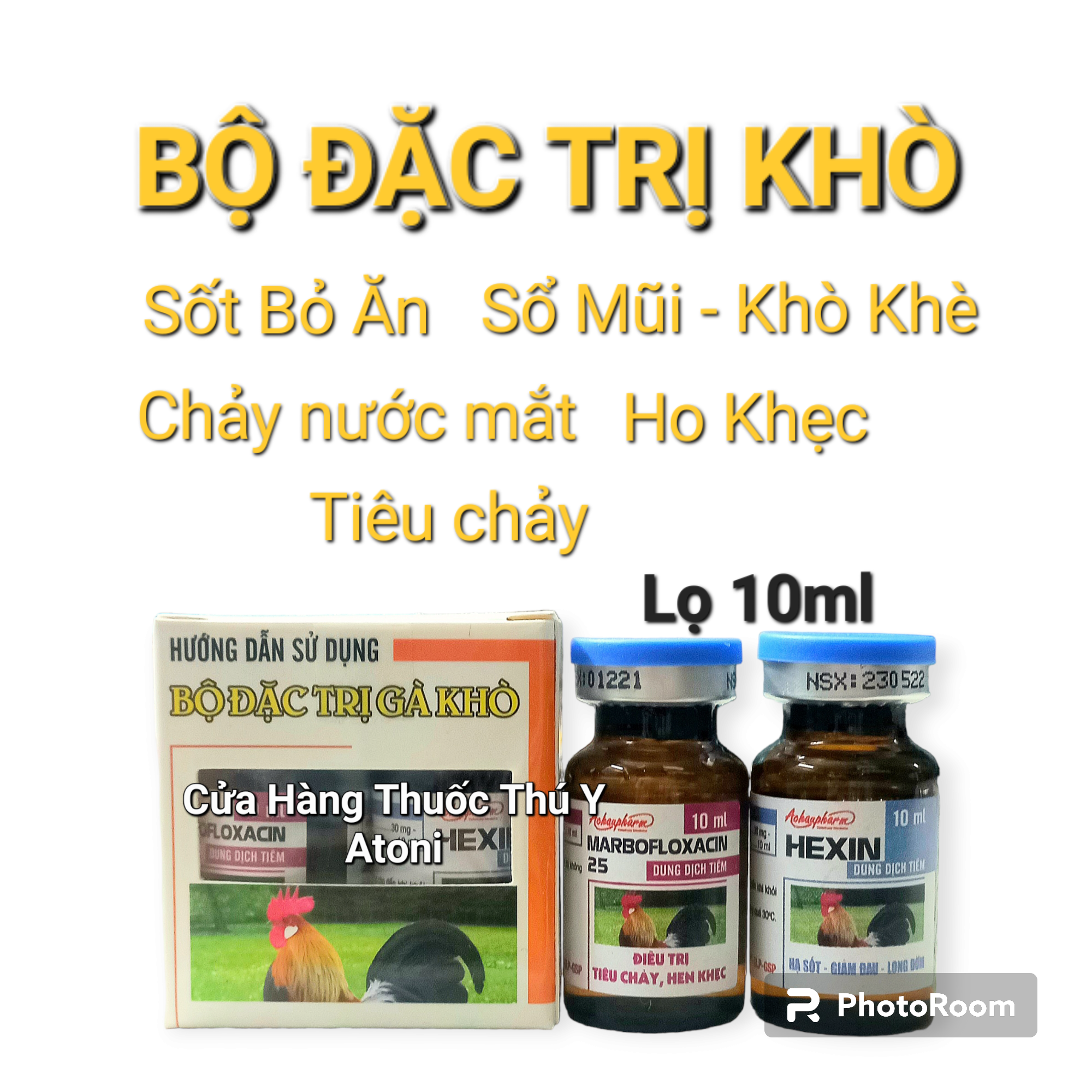 Bộ Khò Kết Hợp 1 bộ 2 lọ 10ml Cho Gà Đá, Chim Cảnh