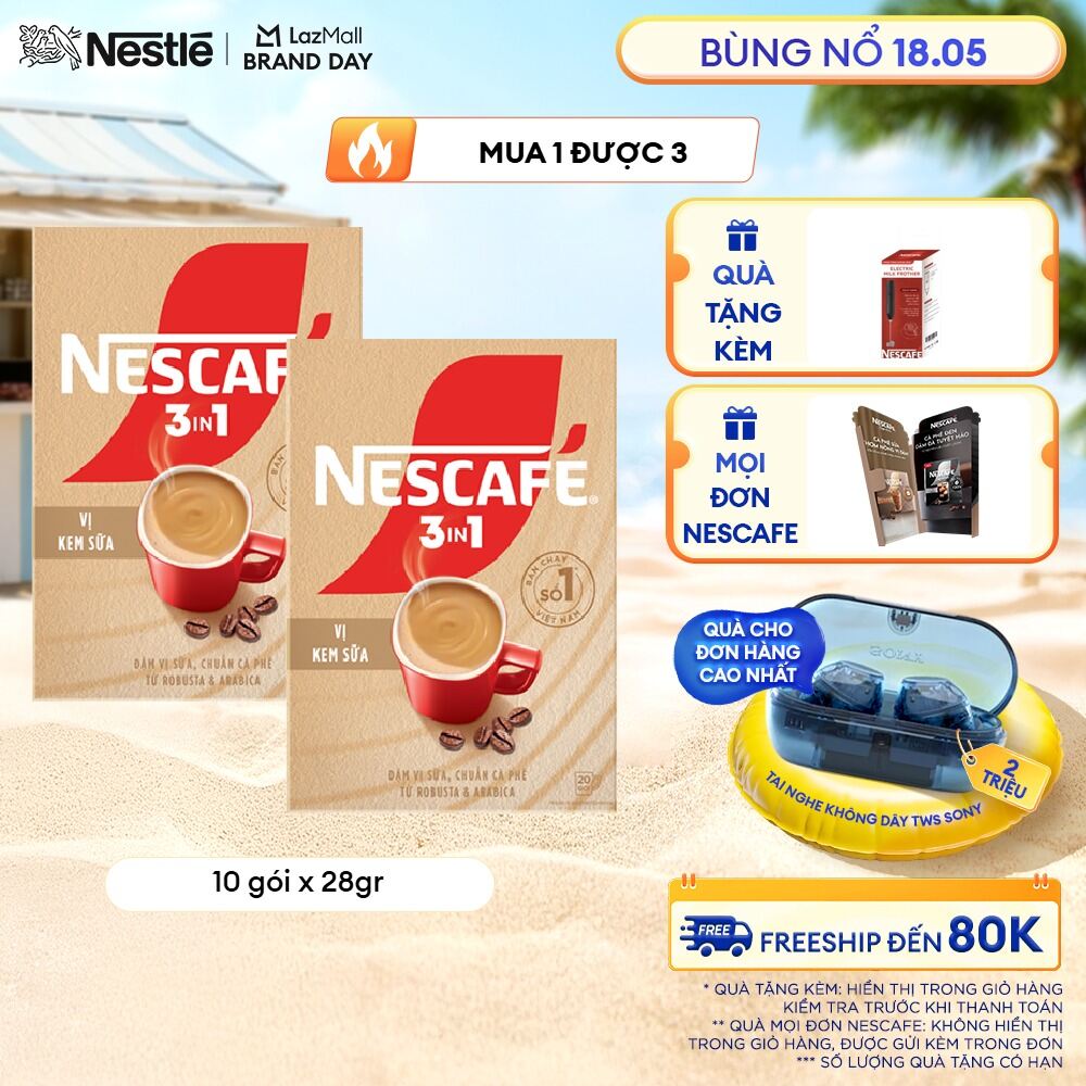 [ƯU ĐÃI THÁNG 5] Combo 2 Hộp Cà phê hòa tan NESCAFÉ 3IN1 VỊ KEM SỮA 20 gói