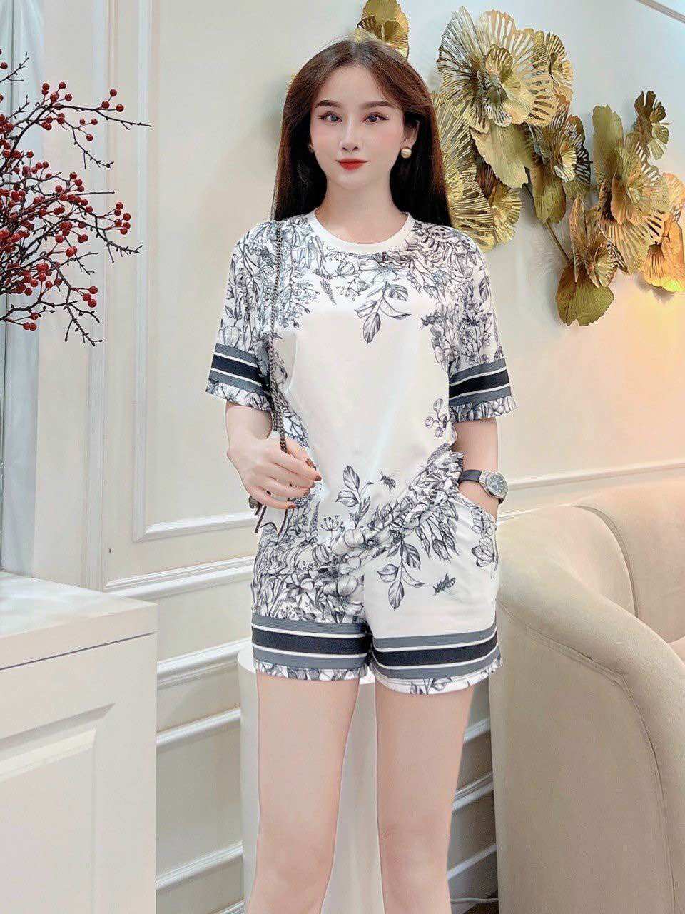 Bộ short cotton lạnh phối 3d cao cấp