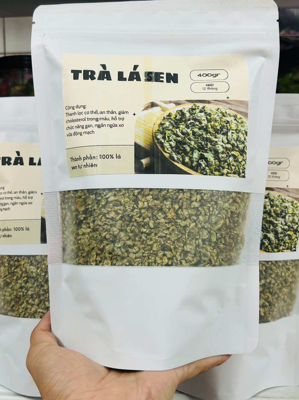 Trà lá sen non cuộn túi 400gr