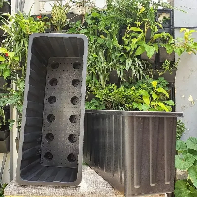 chậu nhựa chữ nhật trồng cây cỡ lớn D63xR26xC30cm