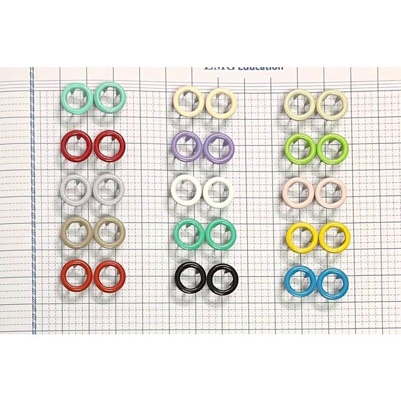 Bộ nút sắt bấm vành 15 màu, mỗi màu 10 nút, cỡ nút 9,5mm