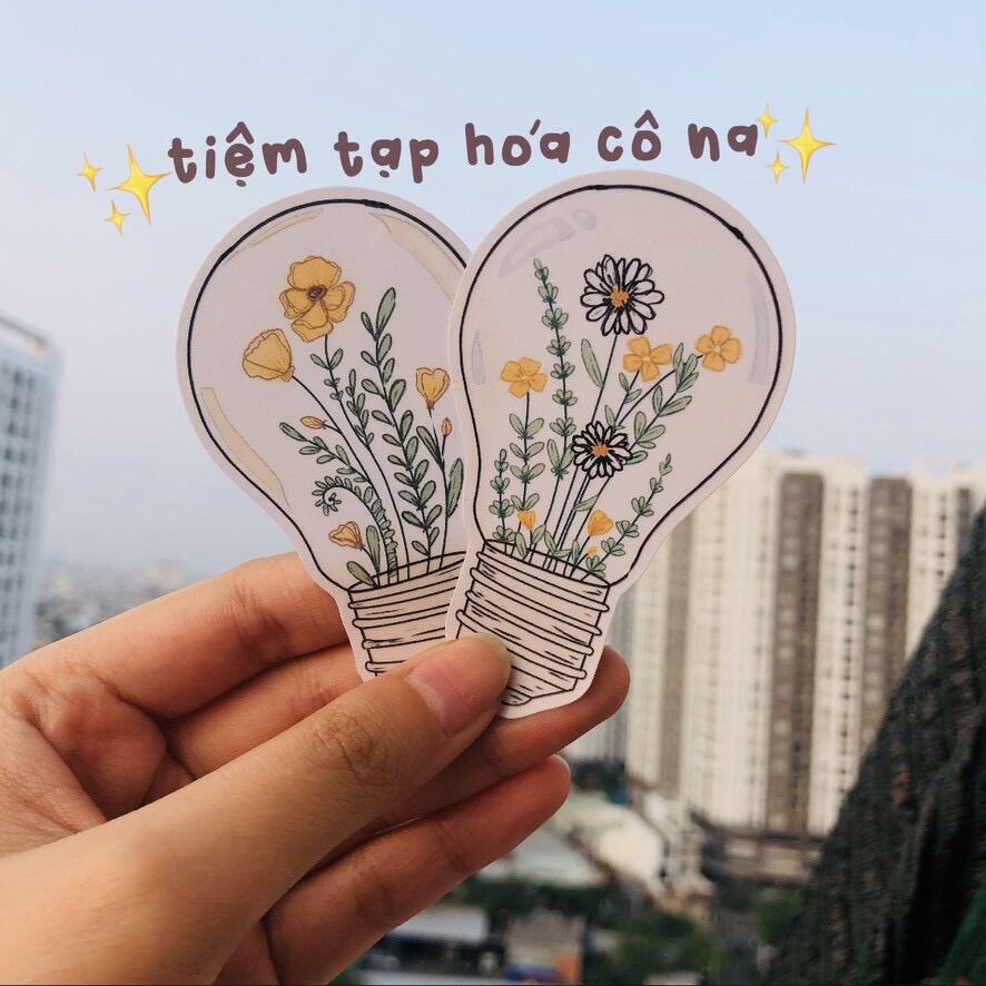 [HCM] - Bộ sticker/ hình dán Bóng đèn hoa (set 2 sticker) - tiemtaphoacona