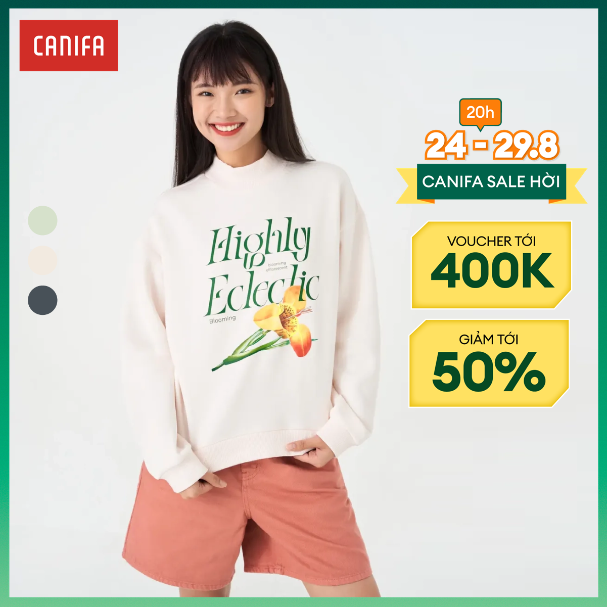 [20H 24-29.8 VOUCHER TỚI 400K] Áo nỉ nữ CANIFA 6TW23W016