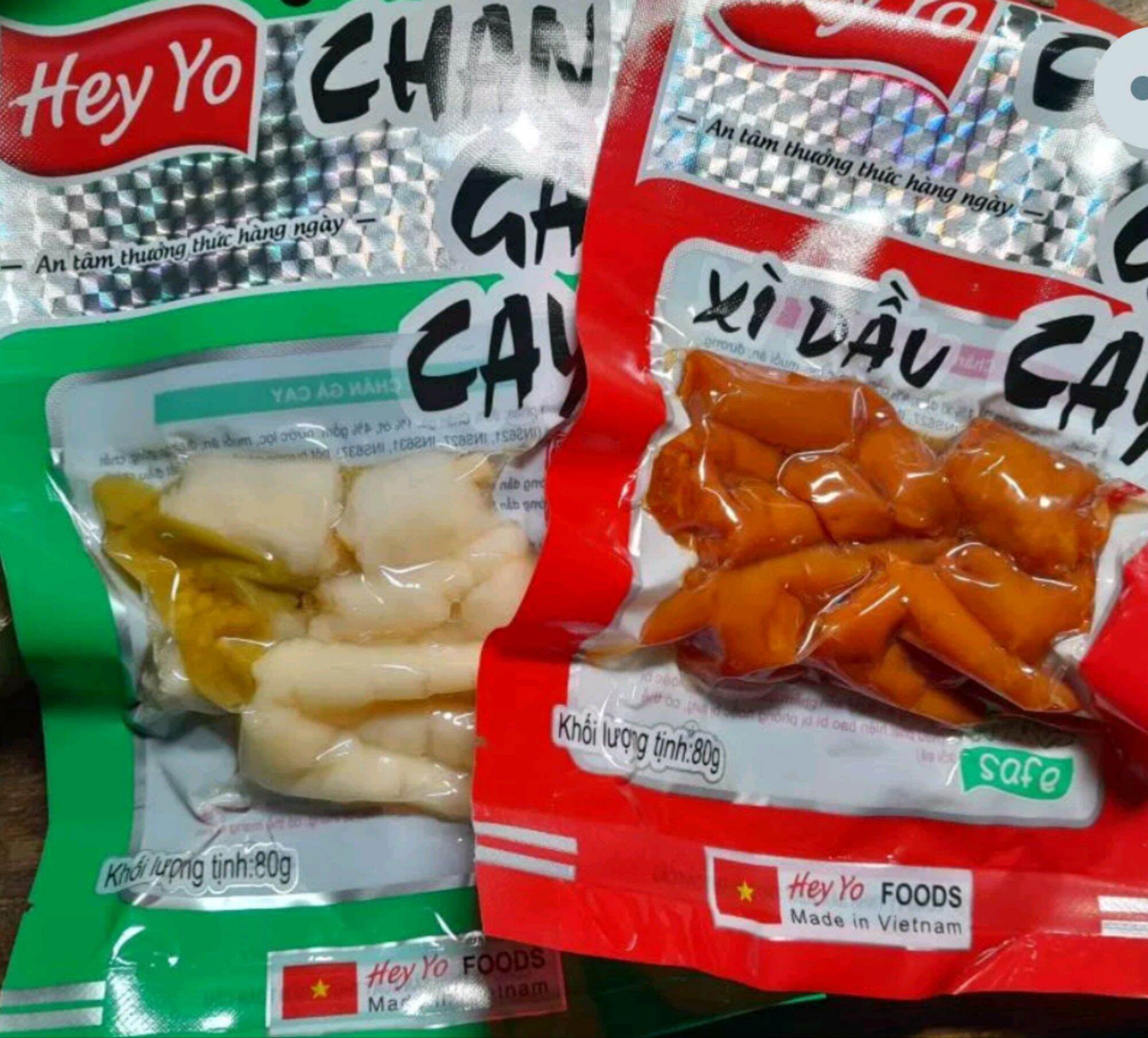 Gói lớn 80g Chân gà cay ớt xanh - chân gà xì dầu Hey Yo