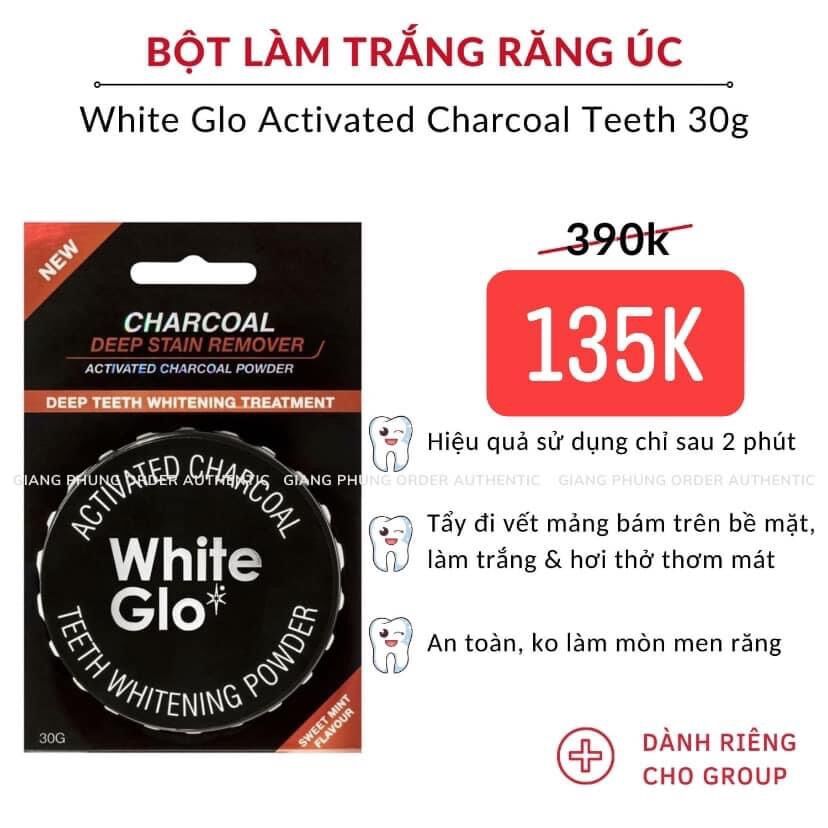 Bột trắng răng than hoạt tính White Glo Úc