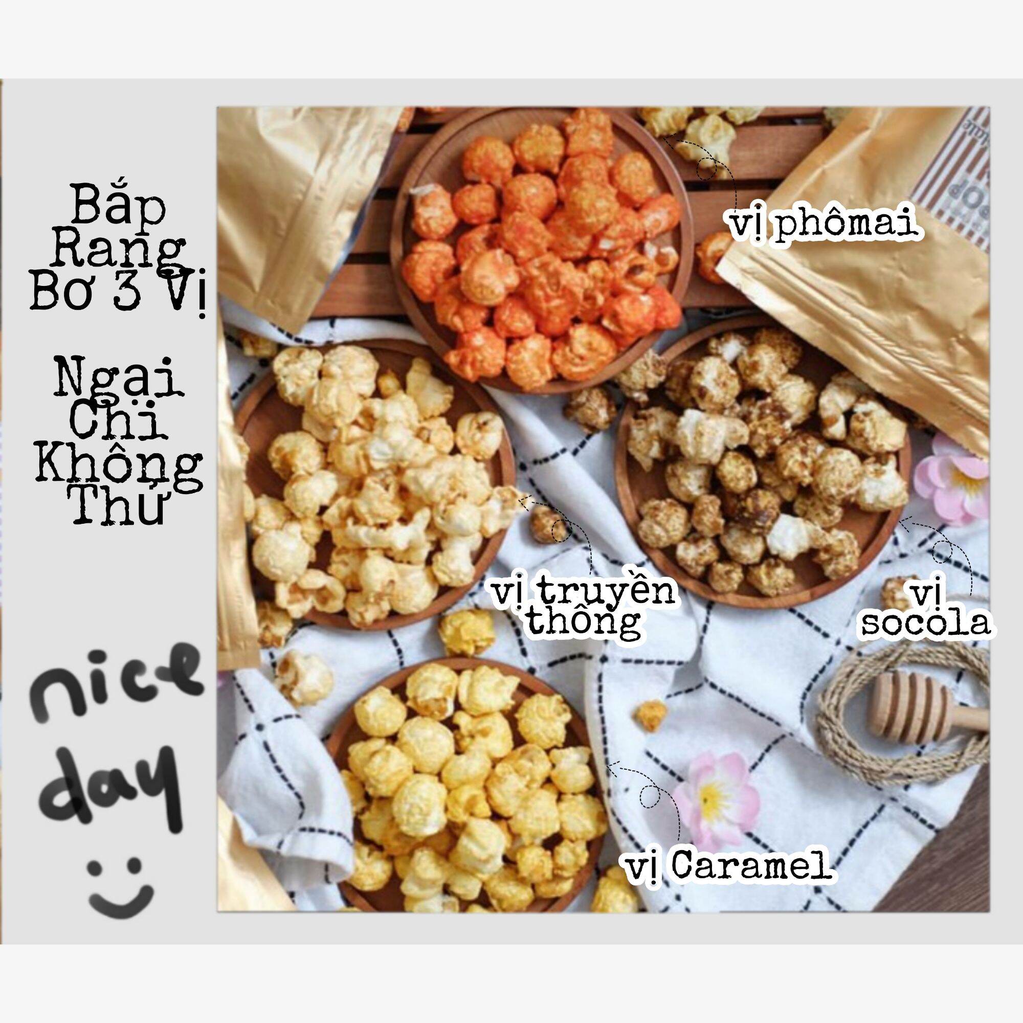 [Đồ Ăn Vặt] Set Bắp Rang Bơ Meanche 4 Vị : Phô mai, Caramel, Truyền Thống Siêu Ngon - Socola nặng khoảng 700gr - Làm Bắp Rang Bơ như CGV Siêu Ngon, Siêu Dễ - Ngại Chi Không Thử