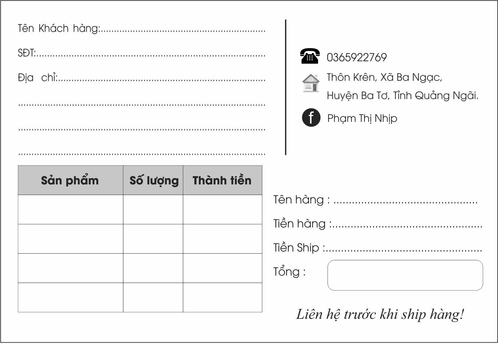 Phiếu ship bạn pham thi nhip