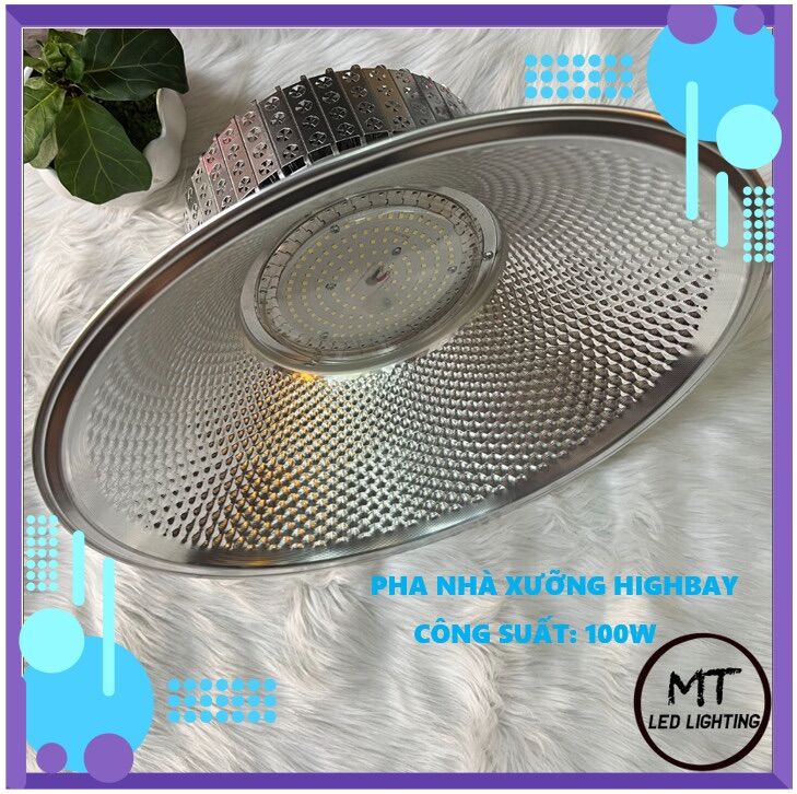 Đèn Led pha xưởng chụp đèn tròn ánh sáng trắng 100W