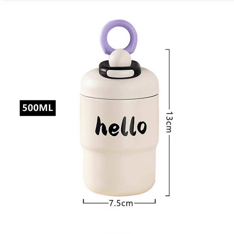 [HCM] BÌNH GIỮ NHIỆT HELLO NICE GOOD HAPPY 500ML