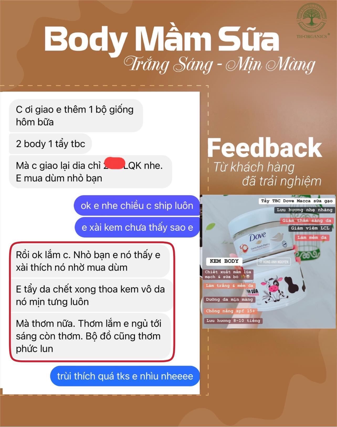 Kem trắng da Body Mầm Sữa TH ORGANICS 220gr