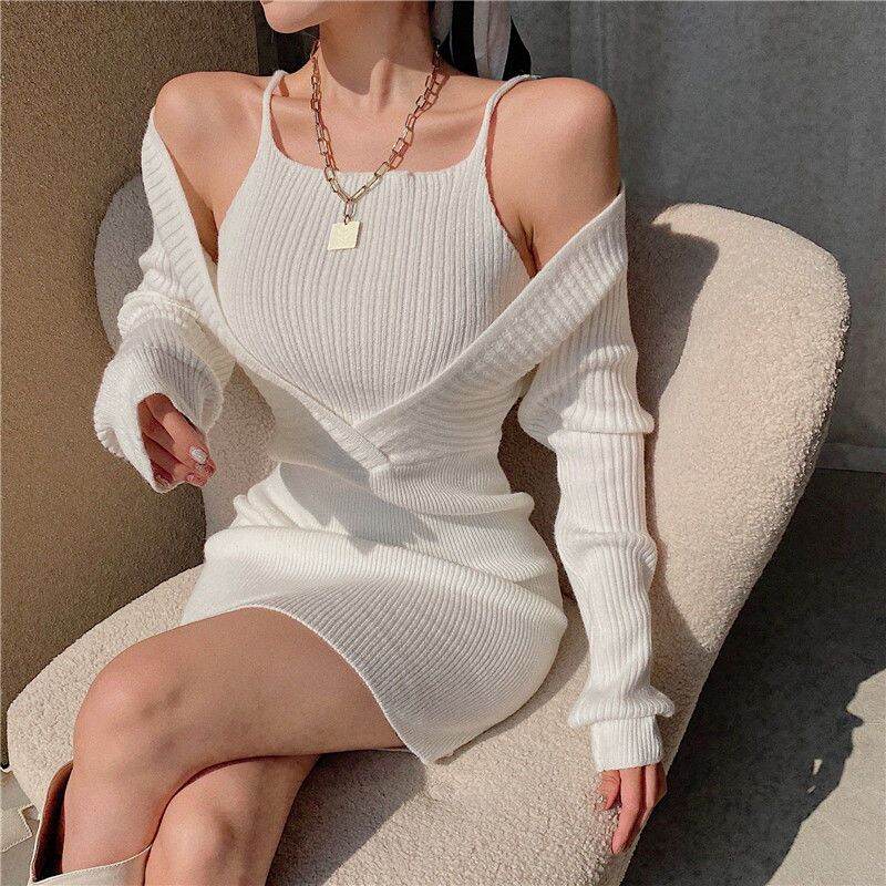 váy len body hở vai sexy